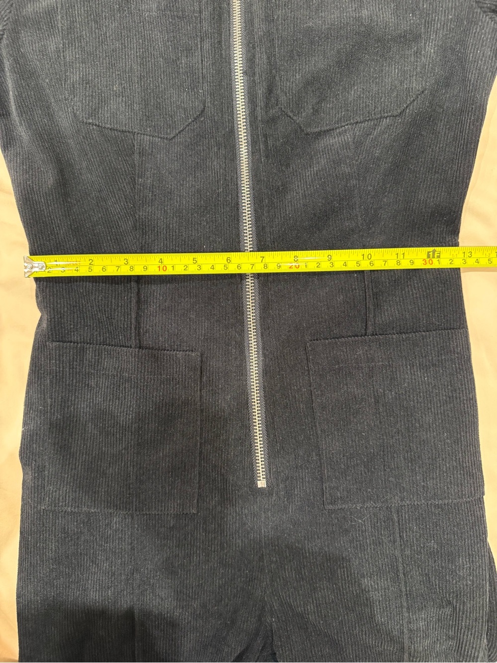 Flying Tomato Black Short-Sleeve Zip Flared Jumpsuit 70s Utility Hourglass - Picture 6 of 9